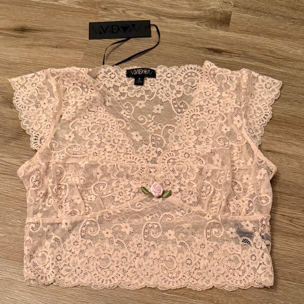 Pink Lace Crop Top